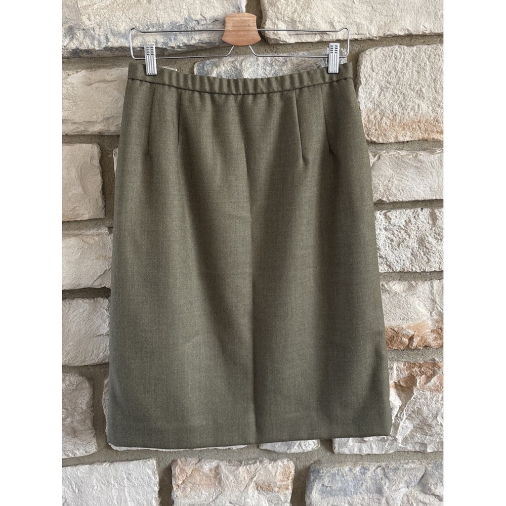 Pendleton 100% Virgin Wool Green Vintage Pencil Skirt Pockets Womens Petite 12